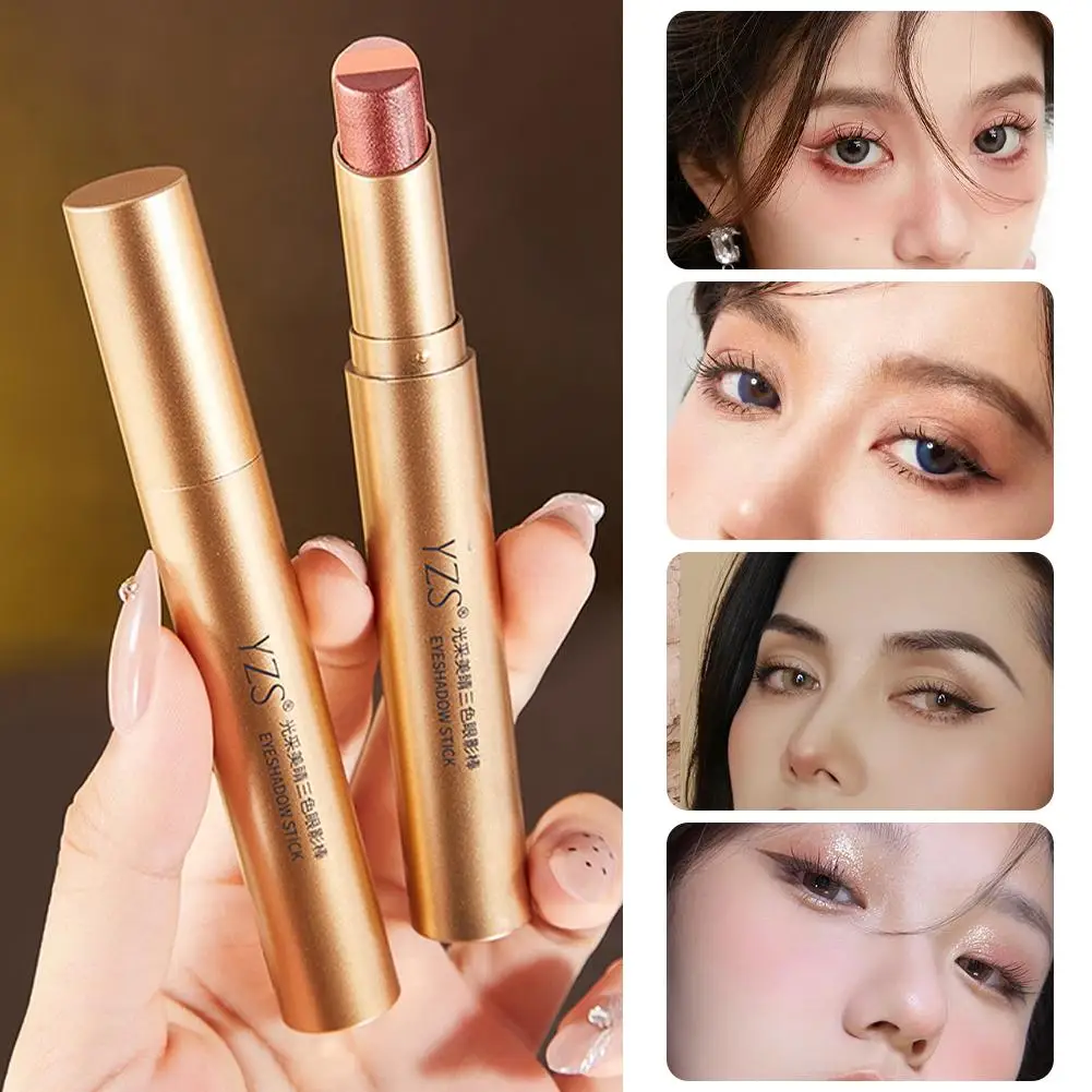 Sombra de ojos con purpurina de doble Color, lápiz en barra, sombra de ojos, brillo de belleza, herramienta impermeable, cosméticos, maquillaje Bicolor Q3F6