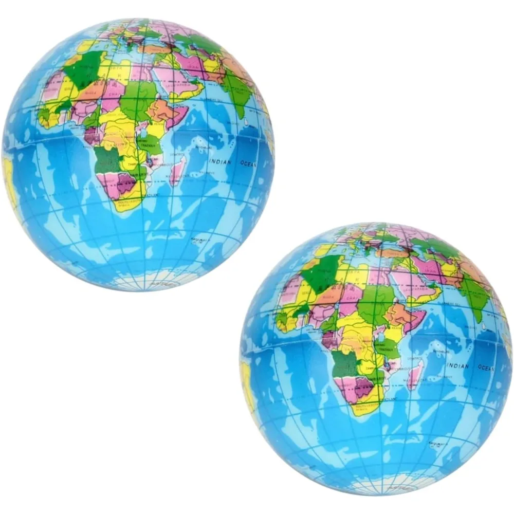 2Pcs Blue Squishy Squeeze ,World Map Globe Palm Ball Slow Rising Stress Relief Birthday Xmas Gifts Xmas Stocking Fillers