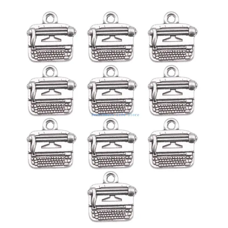 

D5QB Pack of 10 Vintage Typewriter Pendant Retro Jewelry Pendant Alloy Texture