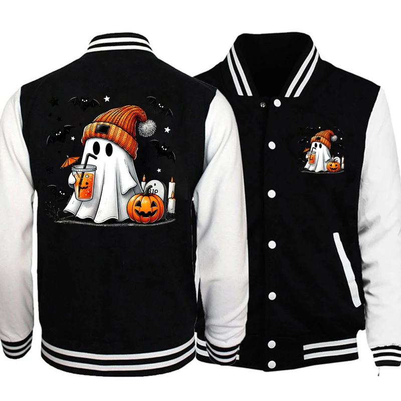 

Fashion New Halloween Ghost Pumpkin Bat Jacket Coat Fashion Casual Long Sleeve Sweatshirt Women Halloween Baseball Jacket