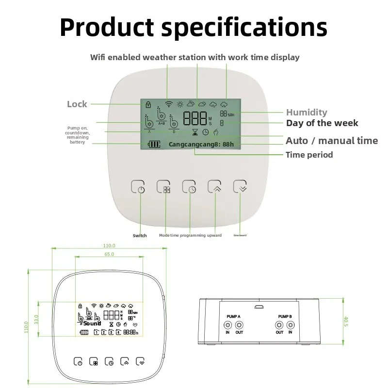 WiFi graffiti smart home watering timer, charging app micro-drip irrigation system double pump watering smart switch