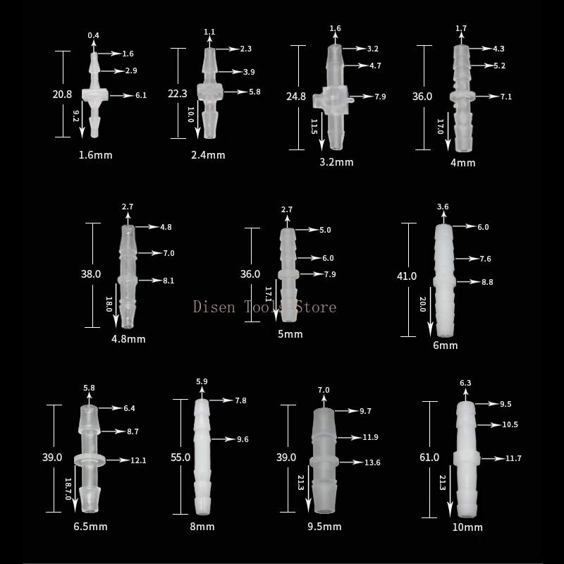 プラスチックストレートコネクター PP 等径パゴダ型プラスチックホースジョイント ガーデン散水ホース継手 1.6～10mm