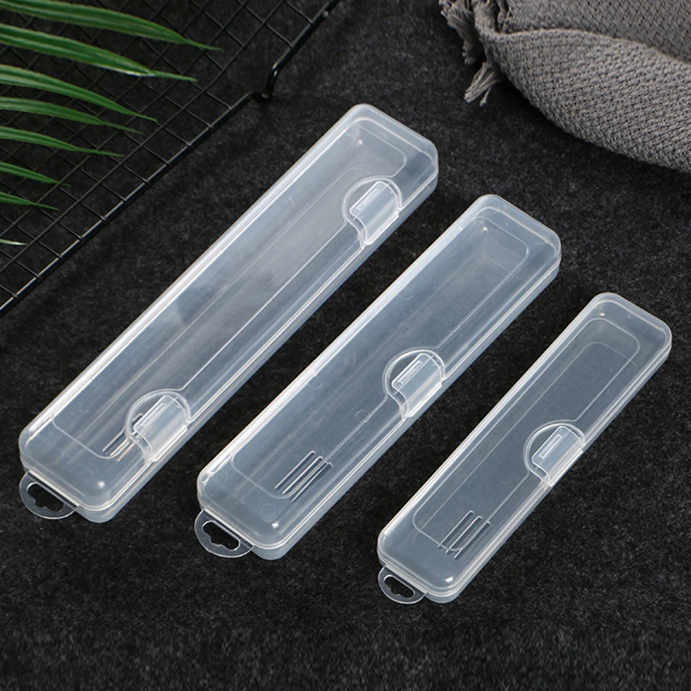 Portable Makeup Brush Organizer Case Eyebrow Pencil Tableware Chopsticks Transparent Storage Box With Cover Kitchen Accessories