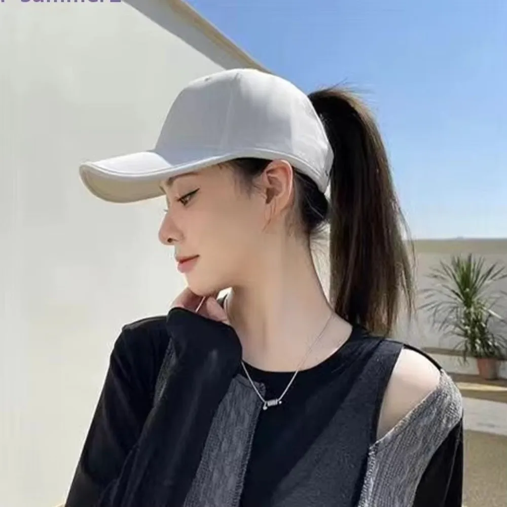 Summer Empty Top High Ponytail Baseball Cap Quick-Drying Anti-UV Sun Hat Breathable Solid Color Sun Protection Duckbill Cap