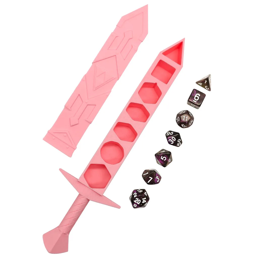 7 قطعة/المجموعة DND النرد مع صندوق تخزين على شكل سيف وردي RPG TRPG ألعاب مضلع مجموعة نرد لعب الأدوار ألعاب الطاولة اكسسوارات #1