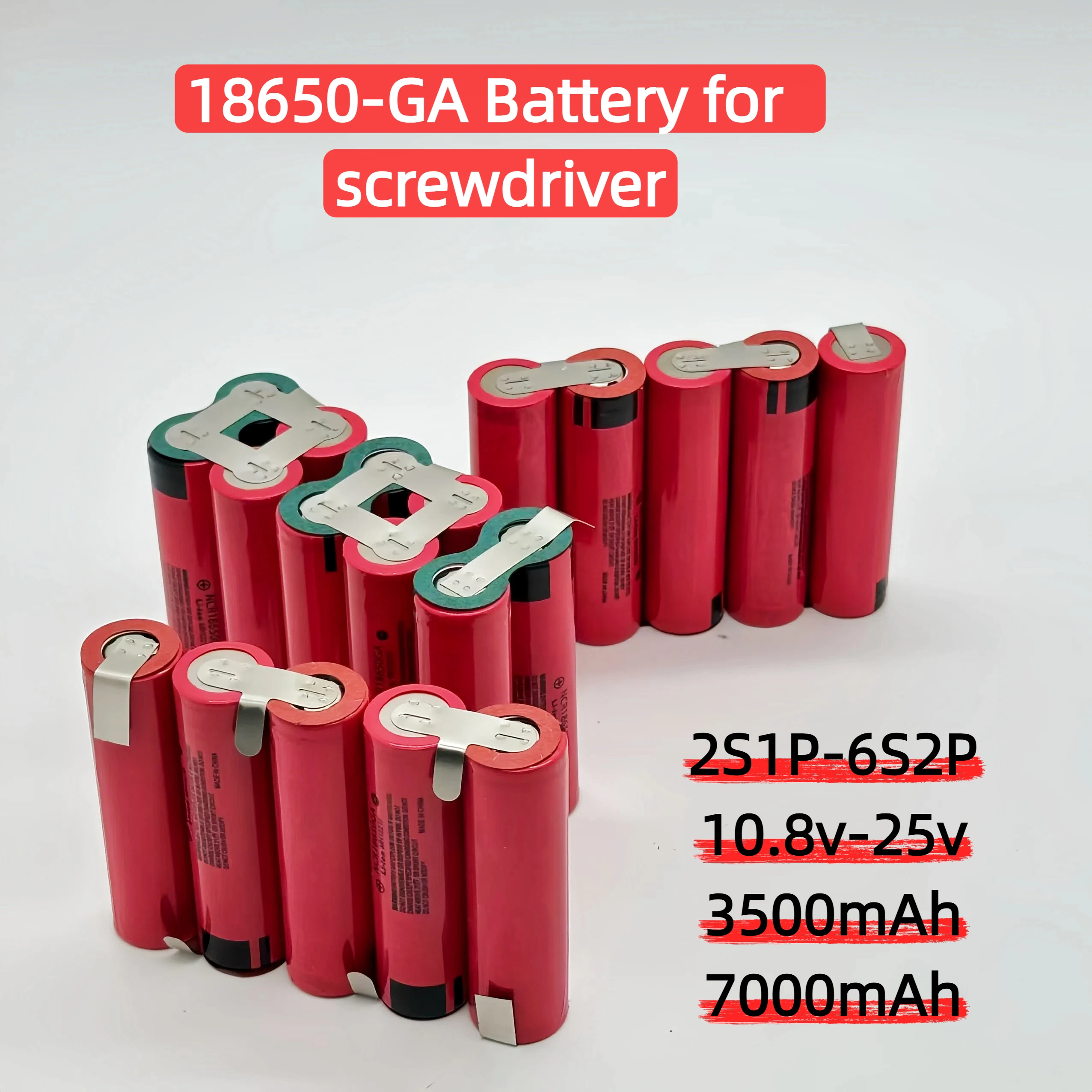Latest 18650 Lithium Batteries 3500-7000mAh High Capacity GA 2S1P-6S2P Customisable for Screwdriver Welding Batteries 18650