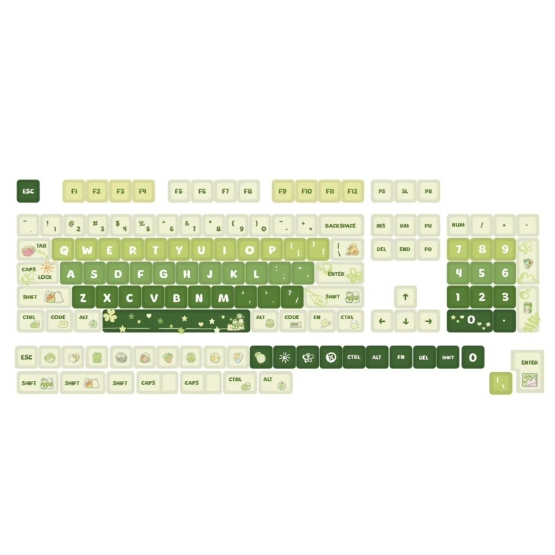 Green Theme Keycaps PBT Dye Sublimation Process Keycap 133Key XDA for Mechanical Keyboards Installation Dropship