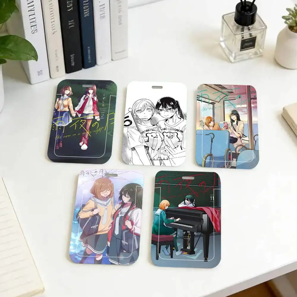 1pc Amayo No Tsuki ID Card Sleeve School Card Access ID Card Bus Meal Card Protective Sleeve Easy Push