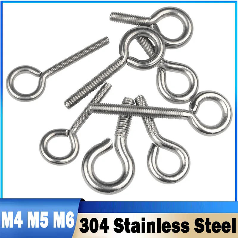 1~10Pcs M3 M4M5M6M8M10 304 Stainless Steel Goat Eye Closing Machine Tooth Screw Ring Screw Closed Goat Eye Hook Sheep Eye Screw
