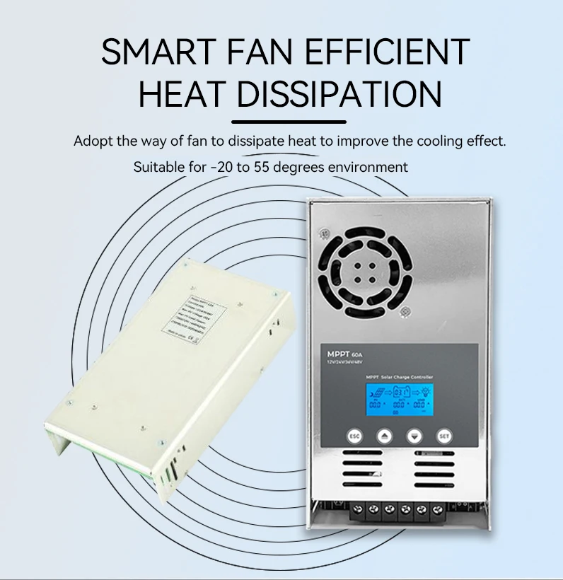 for 40a 60amp 48V 36V 24V 12V Auto Max 180VDC LCD Backlight MPPT Solar Charger Controller for Vented Sealed Gel Lithium Battery