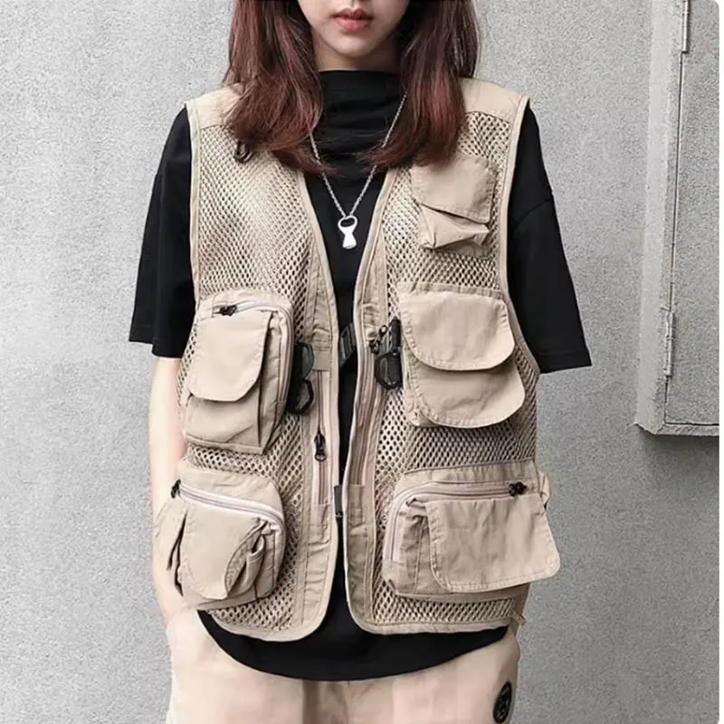

Summer outdoor men and women camouflage mesh machine can take photos vest day system multi-pocket casual fishing fast dry vest t