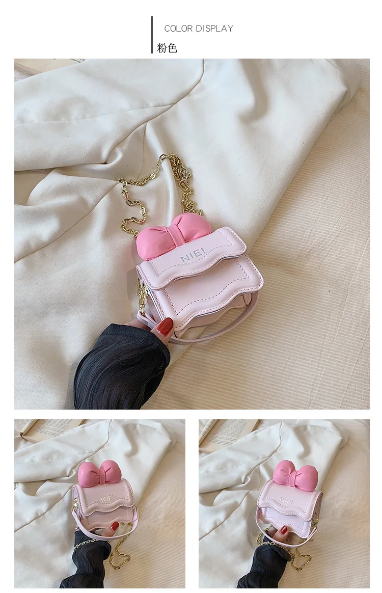 Niedliche Umhängetasche mit Schleifenkette, koreanische Mini-Schultertasche für Mädchen, Kinder, Mutter, Tochter, passende Modetasche – Detail 20