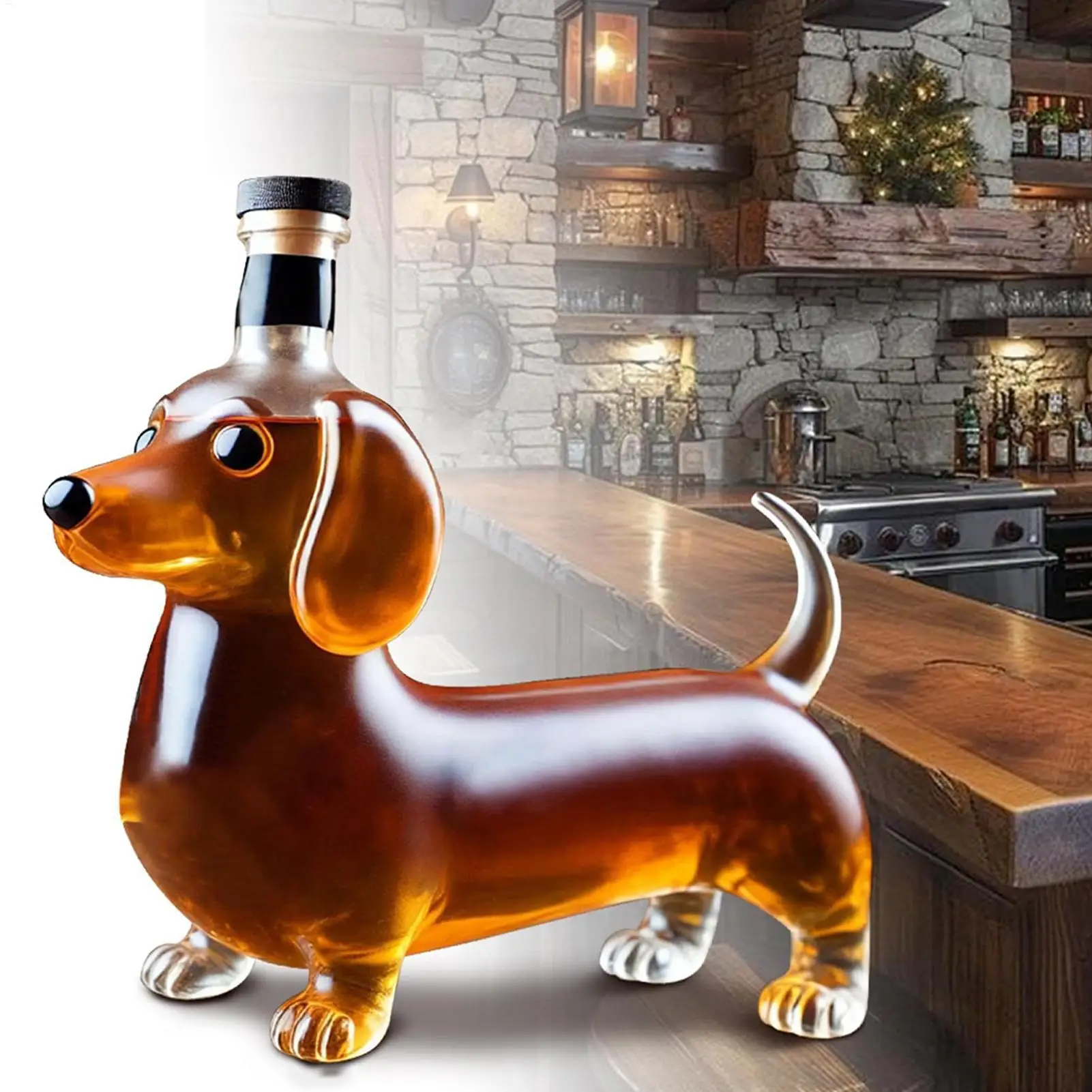 Whiskey Bottles Dachshund-Shaped Alcohol Bottle for Liquor, Animal Statue Decanter Wine Dispenser Ornament for Bar Restaurant