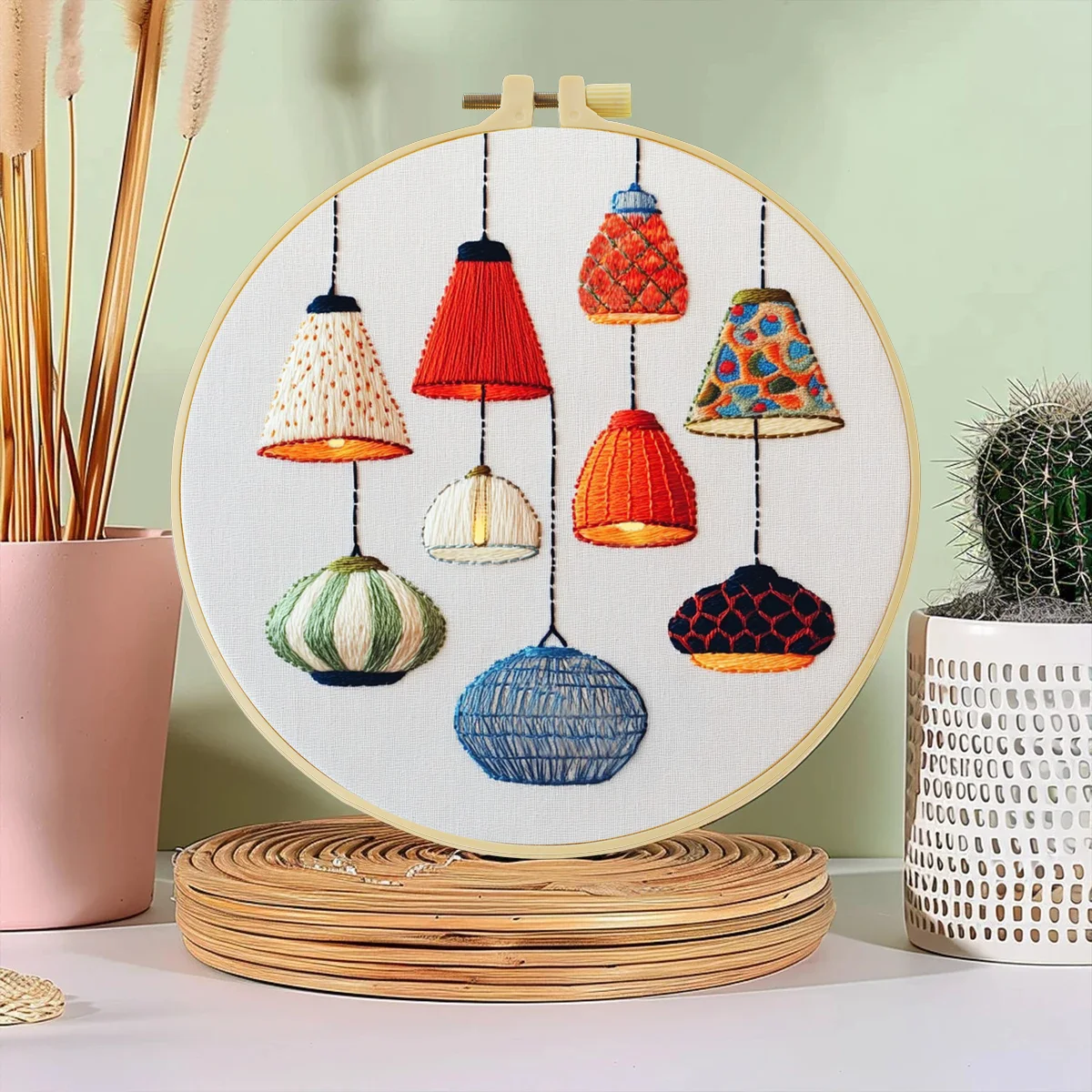1pc 20X20CM/7.87inch Lighting Fixtures Embroidery Starter Kit DIY Kit Home Decor Craft Painting Needle Art
