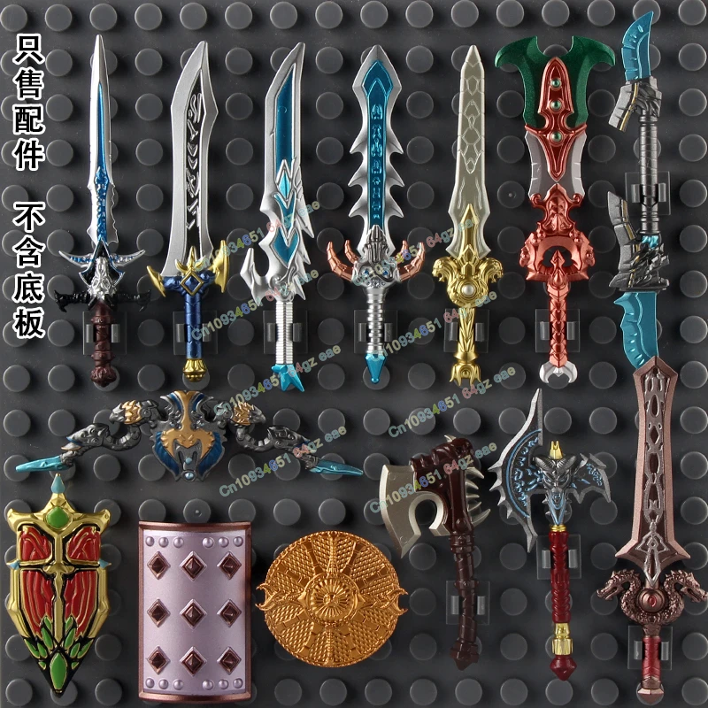 

New Shields Guardian Axe Sword Warriors Building Blocks Military Warcraft game Accessories Figure Children's Toys Gifts PJD84