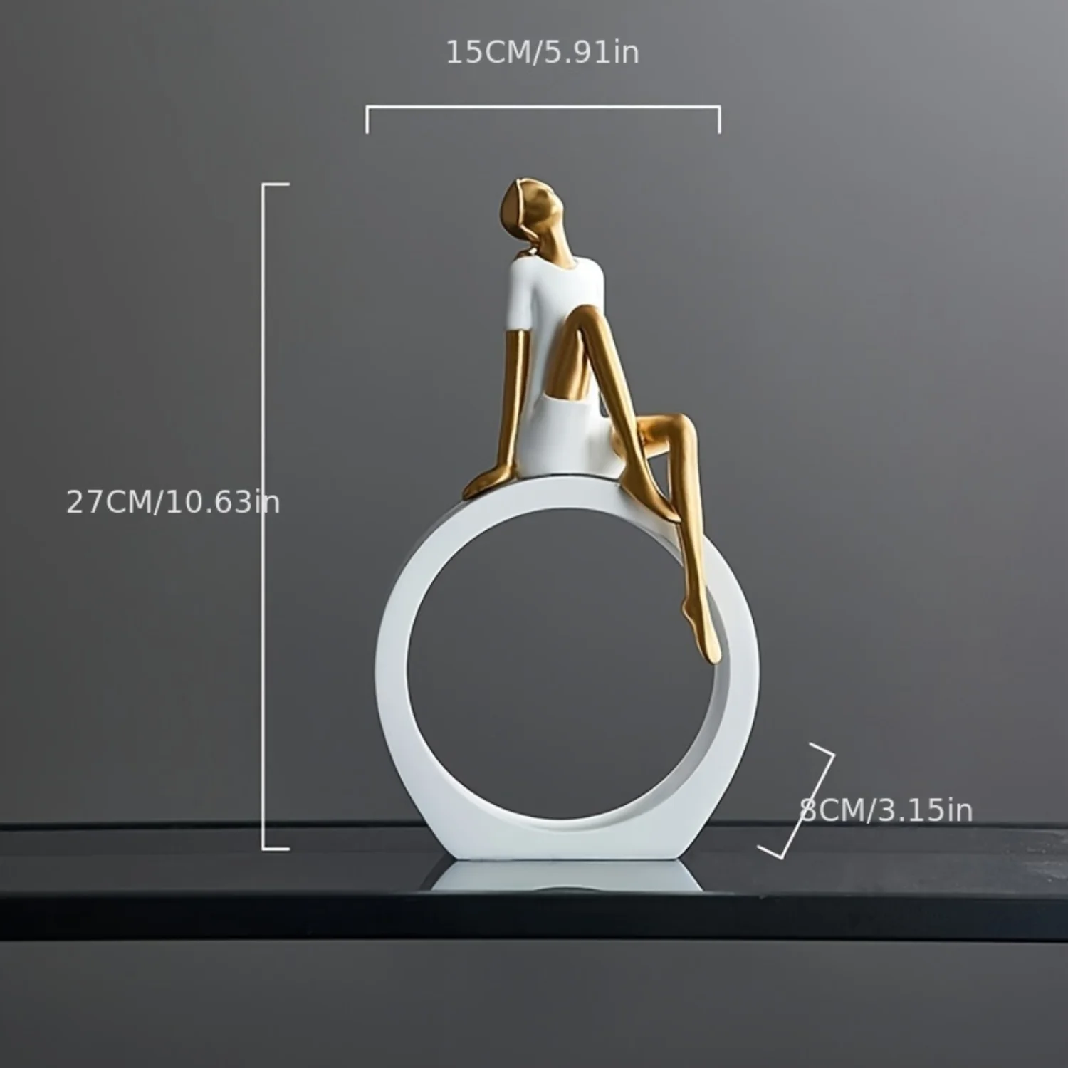 

Modern Resin Sculpture Figure Statue - Abstract Home Decor Circle Ornament for Living Room, Indoor Miniature Art and Modern Acce
