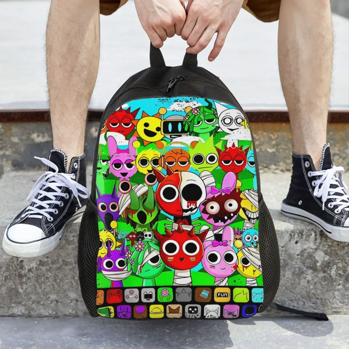 

Just A Boy Who Loves Sprunki Fashion Backpack Sports Student Hiking Travel Daypack for Men Women College Canvas Bags