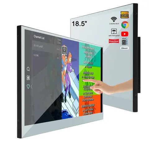 Souria 미니 스마트 안드로이드 미러 TV, 터치 스크린, 방수 TV, 욕실, 와이파이, 블루투스, DTV, ATSC DVB, 18.5 인치
