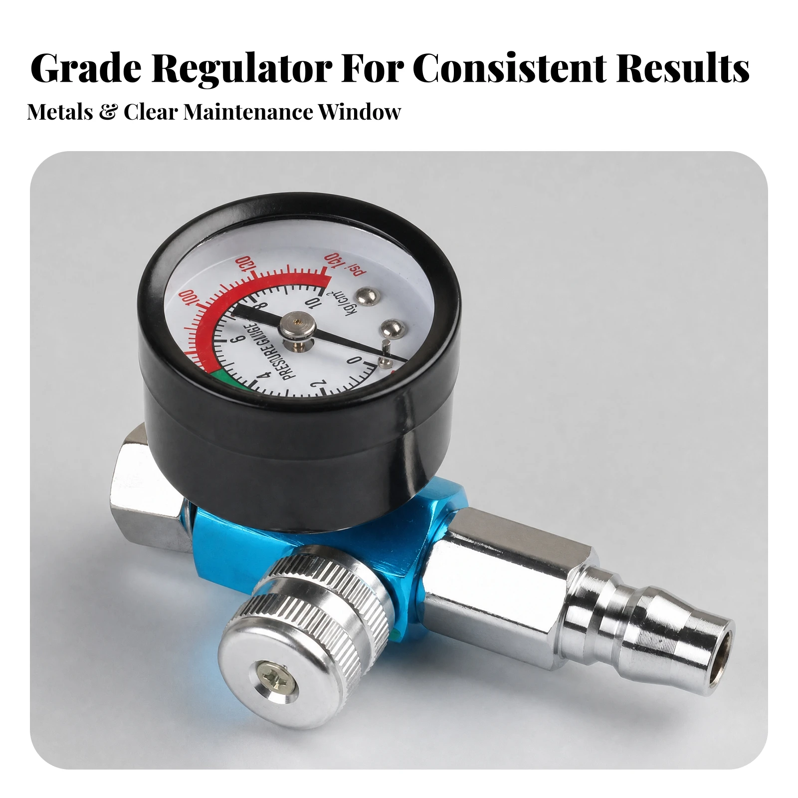 Spray Air Regulator Easy to Operate Compressed Air Regulator with Pressure Gauge Pneumatic Tool Accessory Reduces Overspray