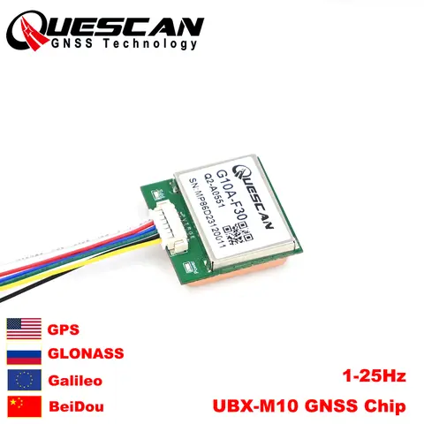 Quescan G10A-F30 M10 GPS GNSS Module Equipped with UBX-M10050-KB Support GPS+GLONASS+Galileo+Beidou,Accuracy 1.5m CEP