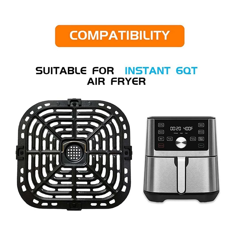 Air Fryer Grill Plate For Instants Vortex Plus 6QT Air Fryers, Upgraded Square Grill Pan Tray Accessories