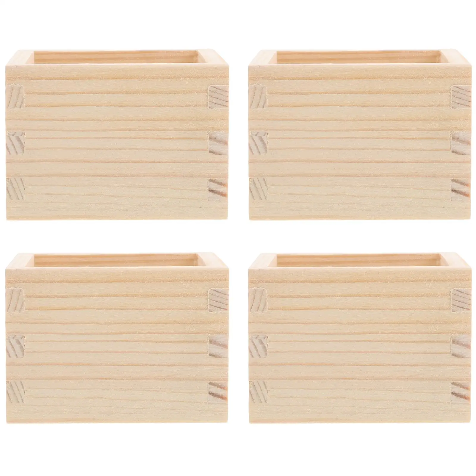 

4 Pcs Wooden Sake Cup Square Shape Stable Japanese Creative Design Natural Wooden Box Sushi Party Gathering Tea Cups