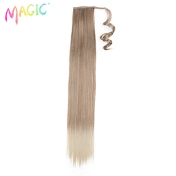 Magic Synthetic Long Straight Ponytail Hair 32 Inch Wrap Around Clip In Ponytail Hair Heat Resistant Tail Synthetic Extensions