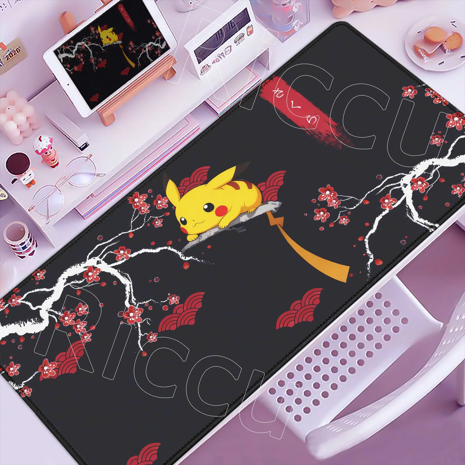 

Large Gaming Mousepads Sakura Mouse Pad Computer Pikachu Mousepad Cute Pokemon Mouse Mat 900x400mm PC Keyboard HD Desk Table Rug