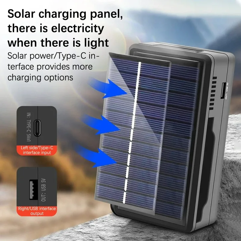 18650 Solar Battery Charger Multi Munctional Solar Type C Intelligent Lithium Battery Holder Power Bank Cases without Battery