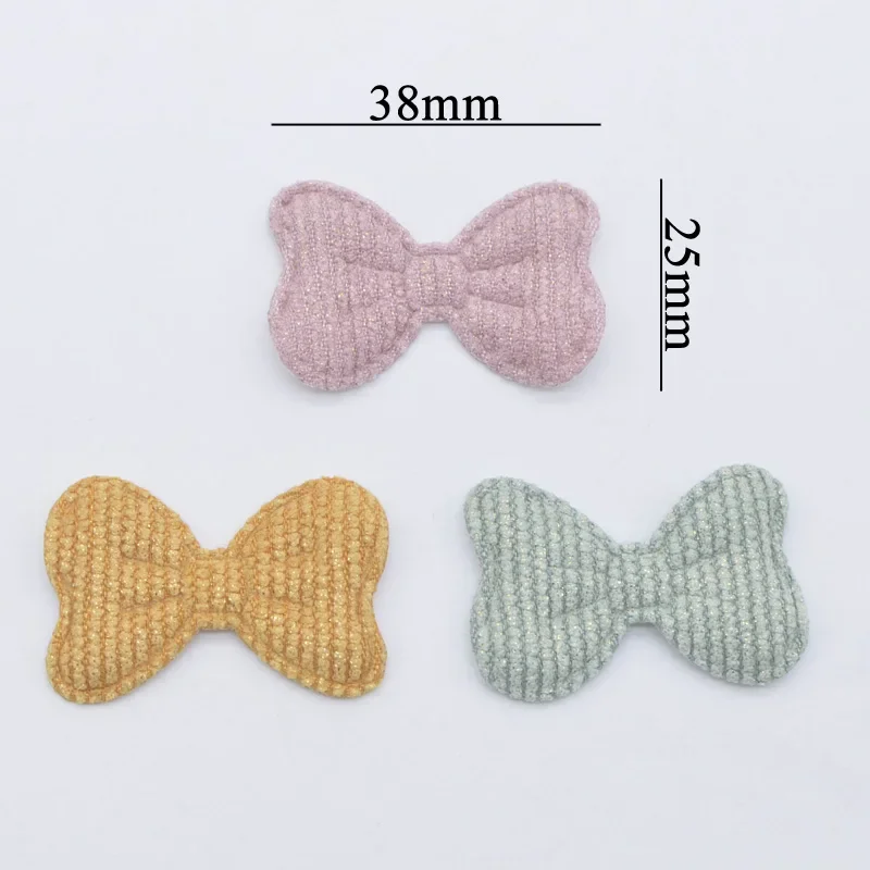 50Pcs/lot 38*25mm Glitter Cloth Bow Tie Appliques for DIY Hat Gloves Clothes Leggings Sewing Supplies Headwear Decor Patches