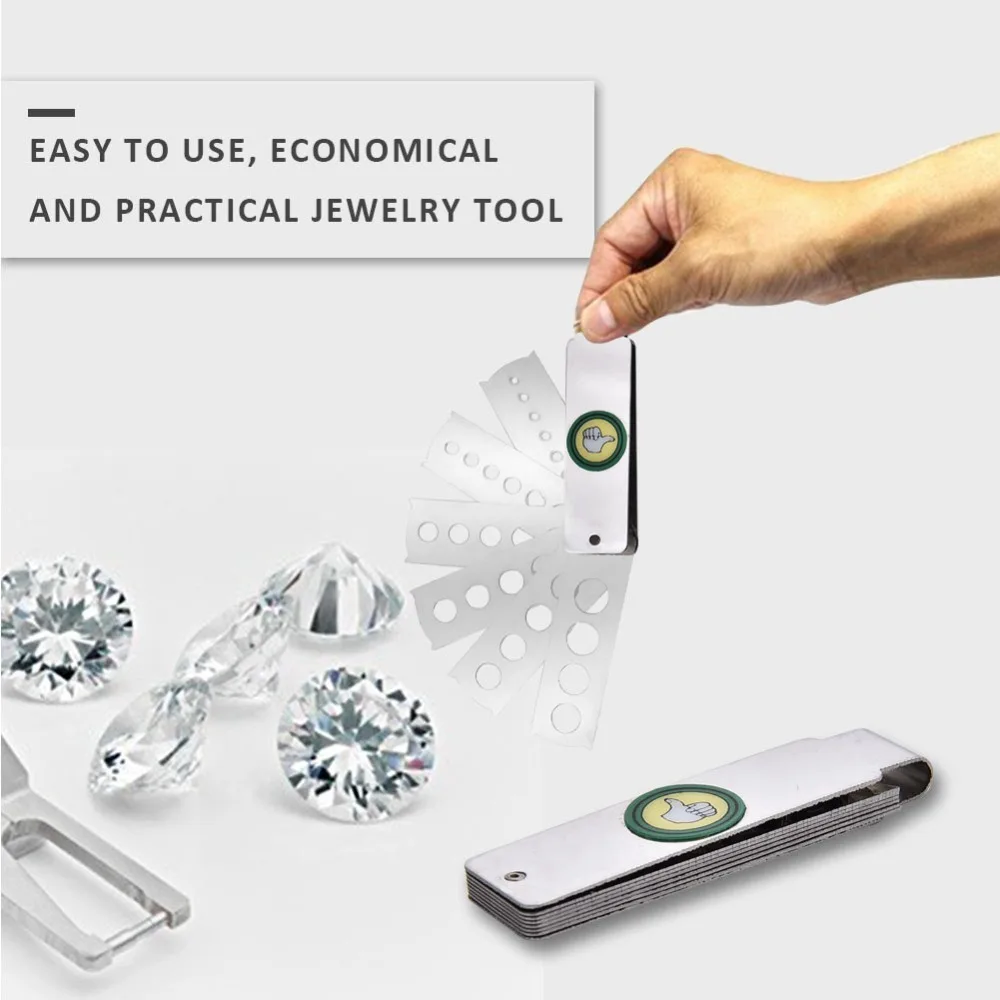 

Professional Six Sides Fan Gem Gauge Silvery Diamond Measuring Tool Gem Sizer Gemologist Supplies