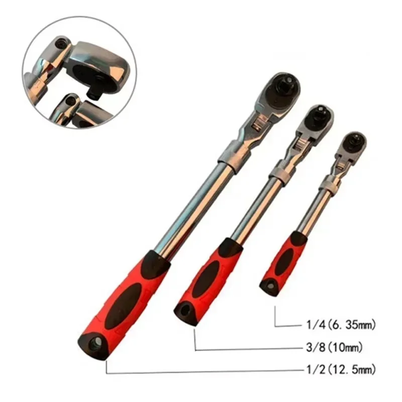 ABLQ 72-Tooth Carbon Steel Retractable Ratchet Wrench Automatic Quick Release Spanner Multifunctional Hand Tool