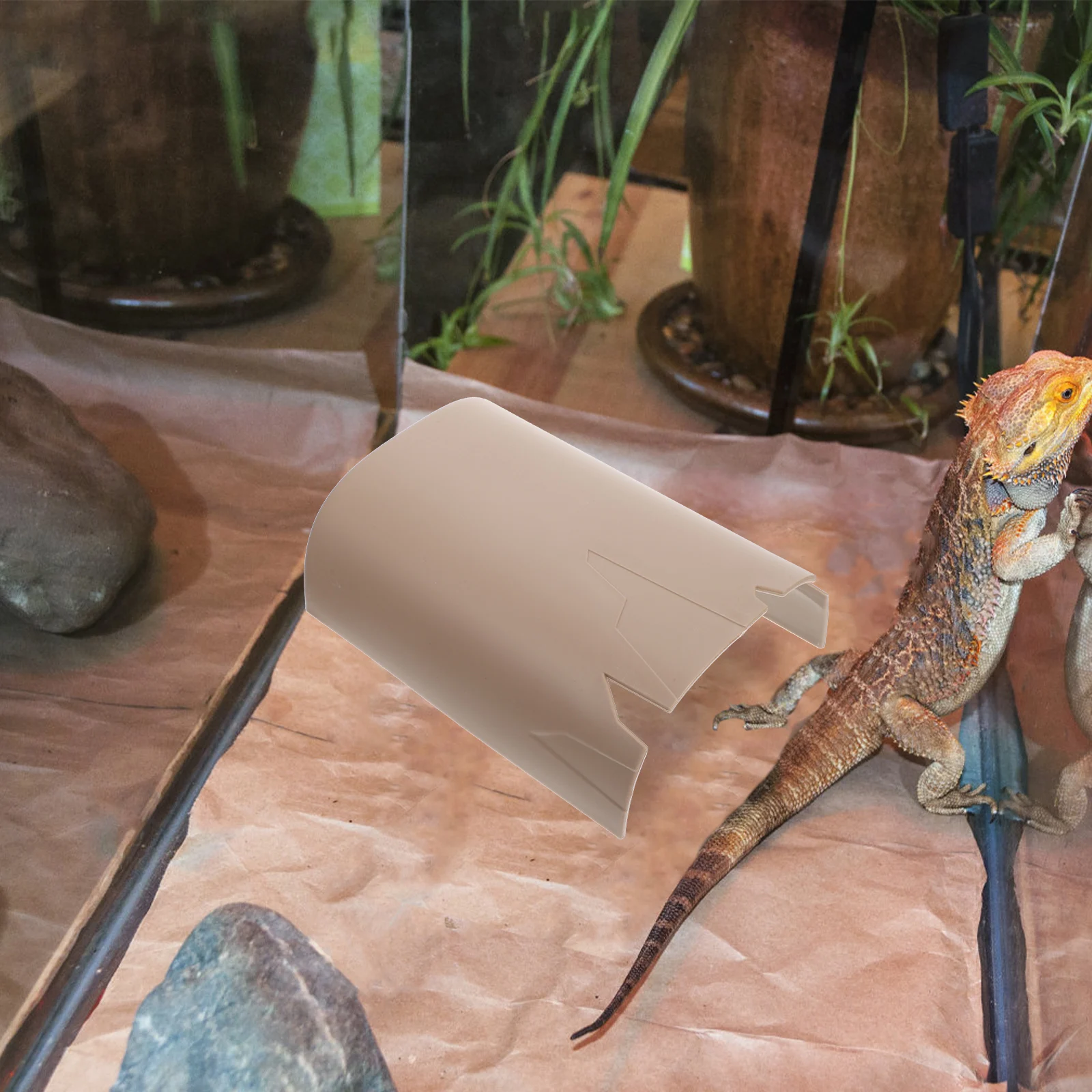 

Artificial Reptile Cave Decor Simulation Hideout Plastic Fake Rock for Spider Lizard Sunbathing Hiding Resting Terrarium