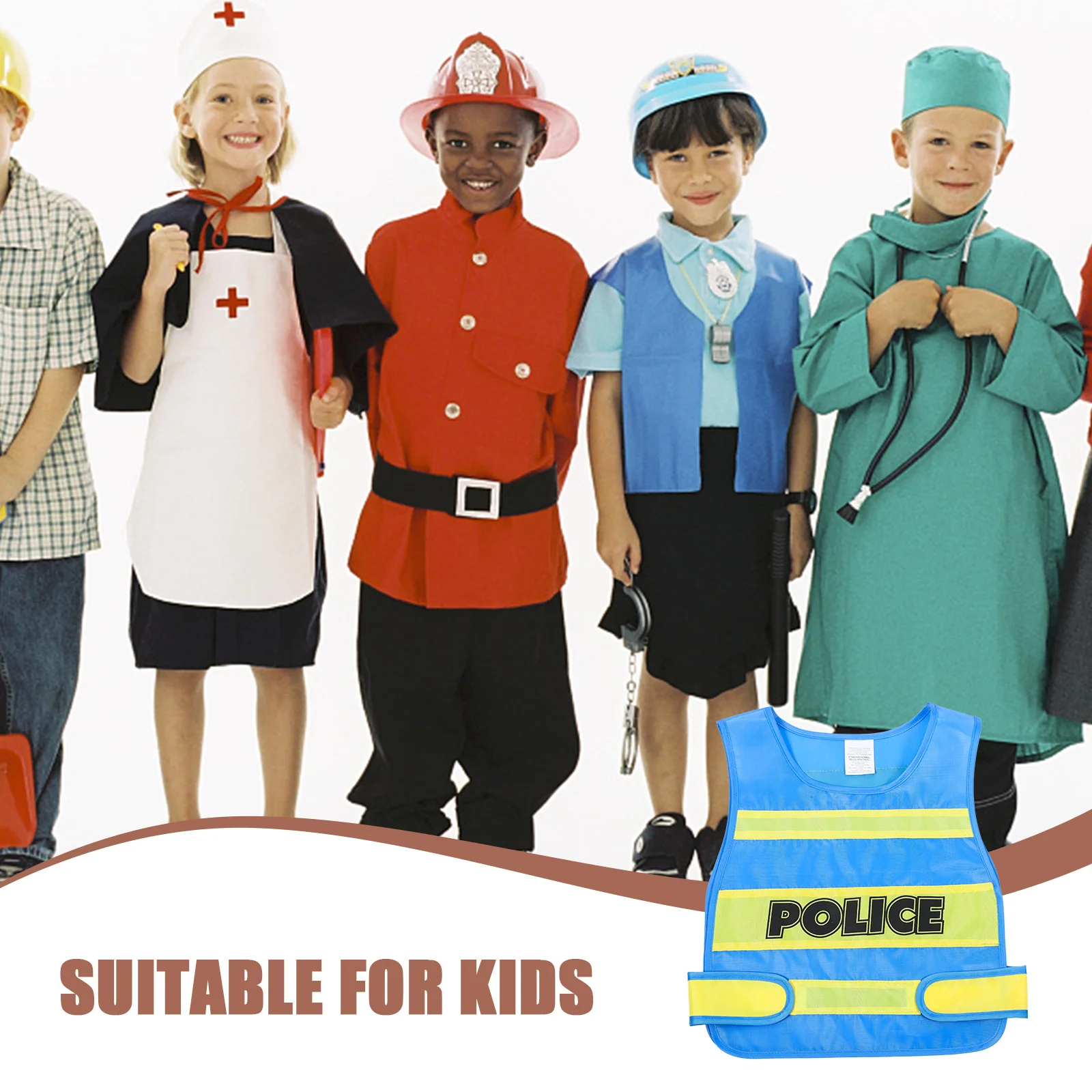 

Costume Kids Vest Fabric Cosplay Child Uniform Toddler Police Vest Role Play Party Stage Performance Safe Comfortable Kids