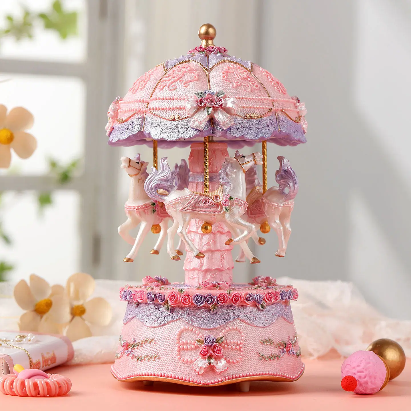 Mechanical Carousel Music Box Music Box Girls Little Girls Toys Birthday Valentine's Day Gifts Children's Ornaments