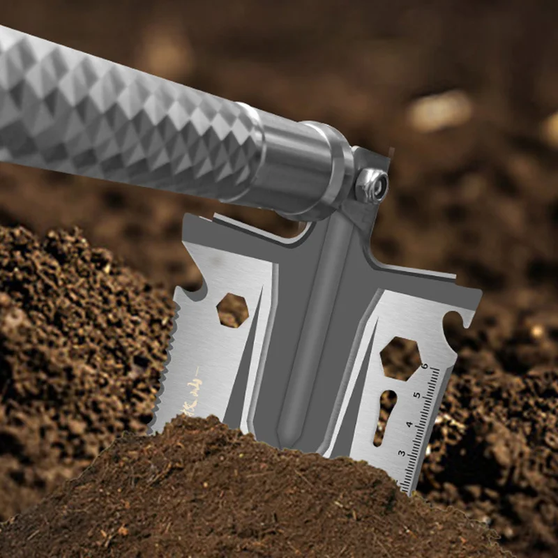 Gardening Shovel Multifunctional Outdoor Camping Shovel Portable Folding Travel Spade Adjustable Self-Defense Sapper Shovels