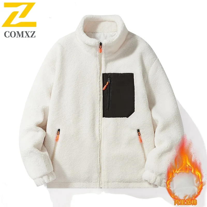 

COMXZ 2025 Autumn Winter New Youth Big Size Fleece Jacket Thickened Sherpa Lined Hoodie American style Cardigan Warm Outerwear​