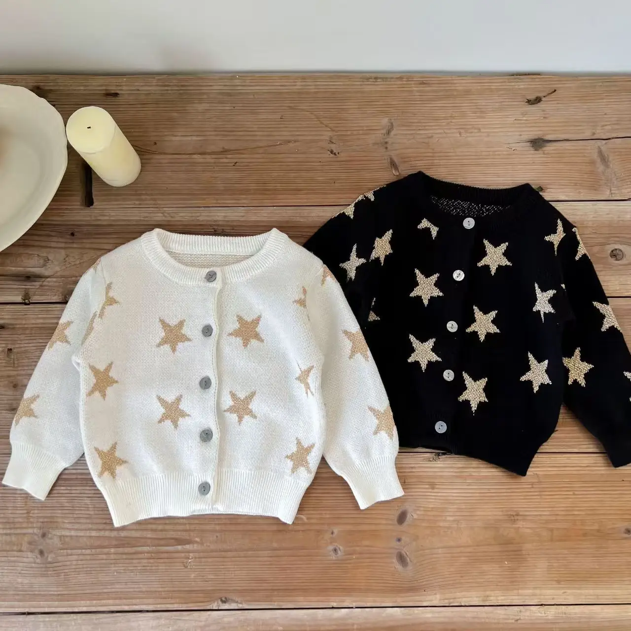 New fall/winter Korean-style baby boys' five-pointed star coat, base layer sweater, cardigan coat