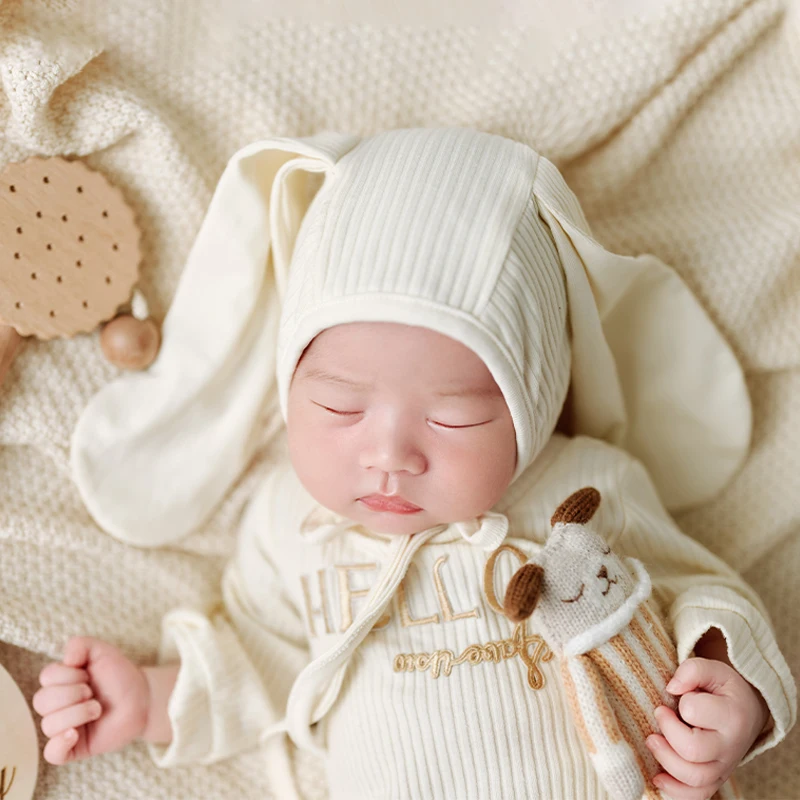 Handmade Dolls Knitted Rabbit Newborn Photography Props Cute Animal Doll Baby Photography Studio Accessoires