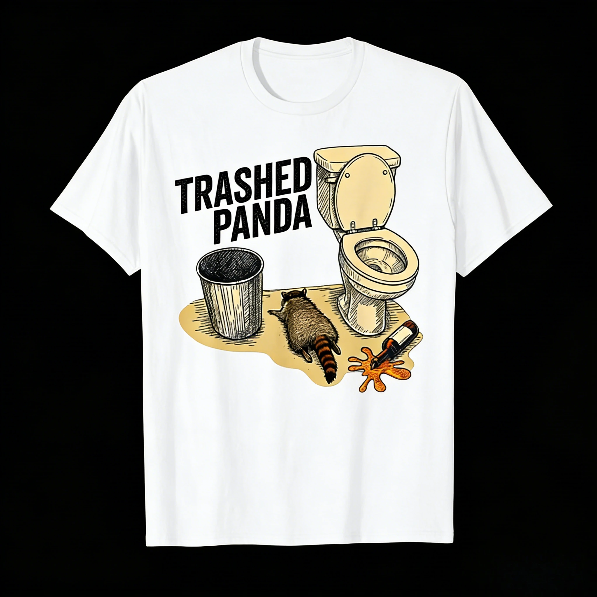 Trashed Panda Funny Drunk Racoon Humor Raccoon Meme T-shirt for Men Women T Shirts Short Sleeve Tops