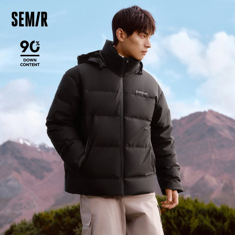 Semir-Chaqueta de plumón de ganso para hombre, abrigo grueso a prueba de viento, impermeable, suelto, con capucha, para invierno, 2024