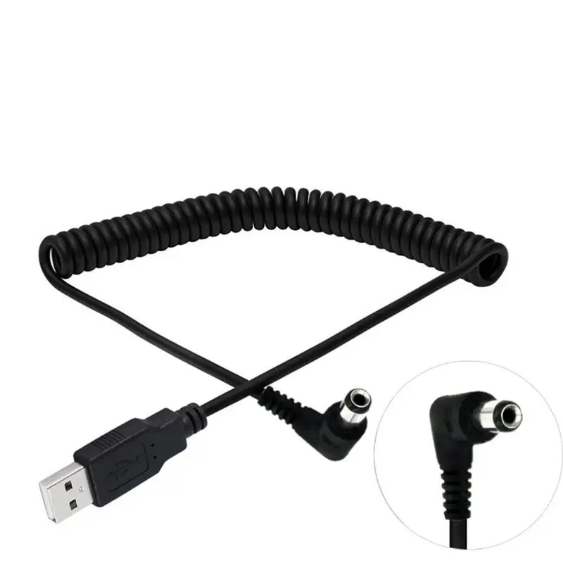 1.5m USB2.0 AM to DC 2.0/2.5/3.0/3.5/3.8/4.0/4.7/5.5mm Male 5V2A Current Power Cord Charging Cable USB Telescopic Spring Cable