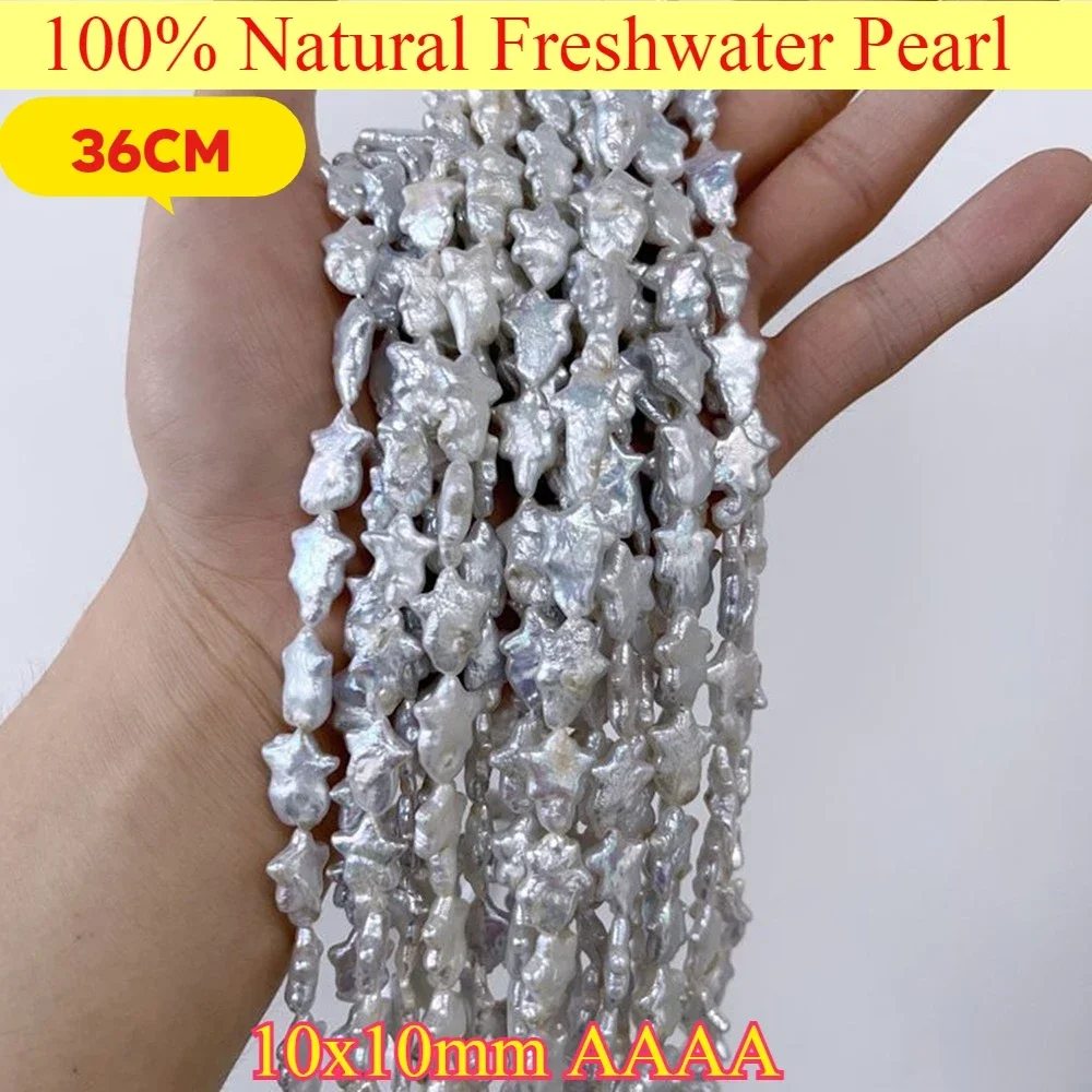 10x10mm AAAA Natural Freshwater Pearl Stunning Polished Baroque Star White Bead Jewelry Make DIY Necklace Bracelet Women Wedding