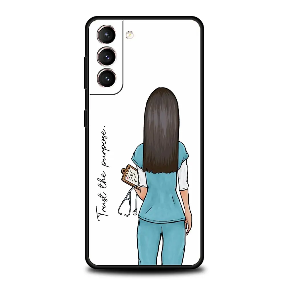 Phone Case For Samsung Galaxy S24 S23 Ultra S22 S21 S20 FE 5G S10 S10E S9 Plus S8 Soft Black Cover Doctor Nurse Medical Medicine