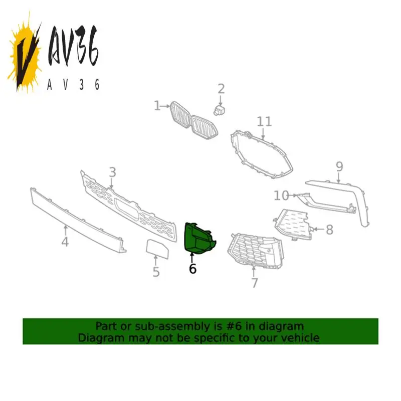

AV36-1Pair Car Front Bumper Grille Trim Cover For BMW X6 G06 2019-2022 51118092501 51118092502 Left Right Side Grill Frame