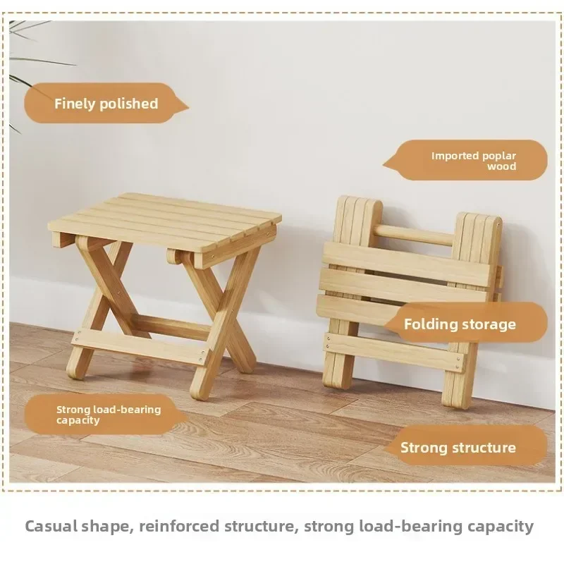 

Folding stool household solid wood outdoor portable simple small bench Mazar shoe changing stool
