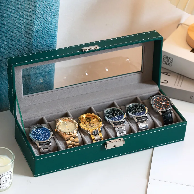 الإبداعية صديقة للبيئة الأخضر الجلود صندوق تخزين ساعات السفر المحمولة الغبار واقية ساعة صندوق مجوهرات عطلة حلقة قلادة صندوق #2