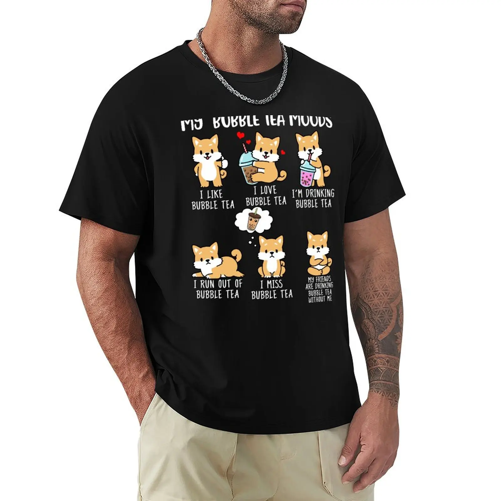 Shiba Inu Bubble Tea Shirt Women Boba Tea Dog Bubble Tea T-Shirt Functional Casual Short Sleeve Tee