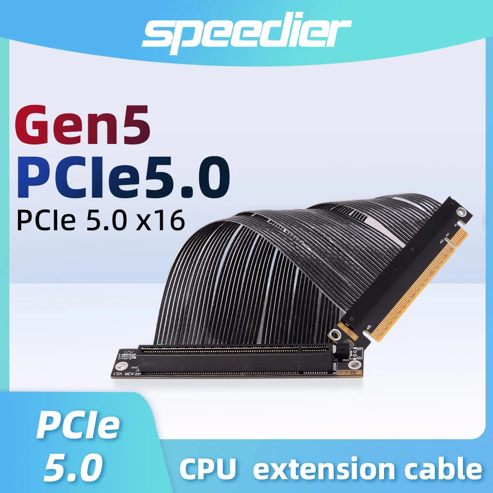 PCIE 5.0 X16 GPU Extension Riser Adapter Cable 90 Degree Gen5 512Gbps for NVIDIA RTX50 AMD RX90xx PC Cases Servers ITX Builds