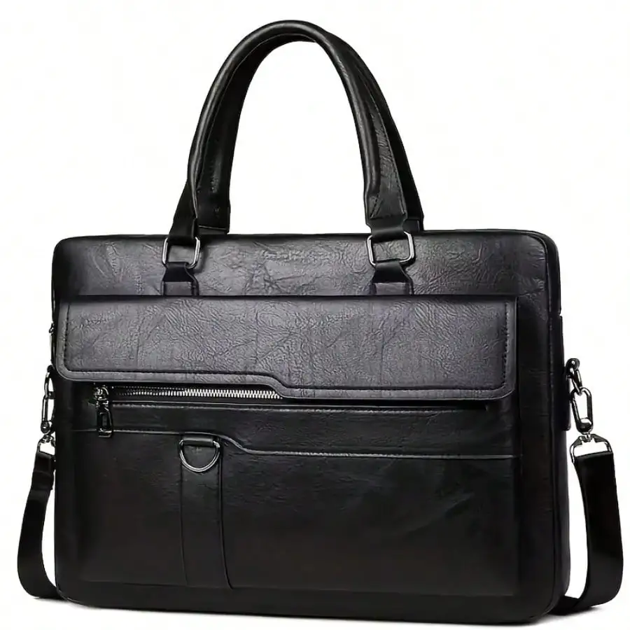 

Adjustable Shoulder Strap Men's Vintage Brown Business Briefcase | Multiple Compartments, Zippered File Folder, Laptop And Tablet Messenger Bag For 14-Inch Laptops, Office Ready, Perfect For Work Travel.Laptop Cases